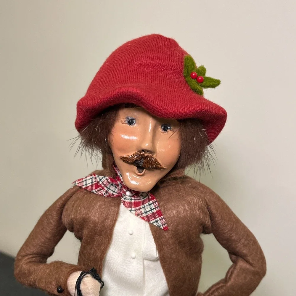 Byers Choice Caroler Man Puppeteer, Holding Puppet Pinocchio, Marionette